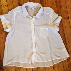 Band of Gypsies Sheer White Button Up Blouse